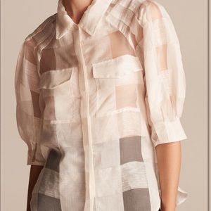 Rebecca Taylor NWT size 00 Organza Check Top